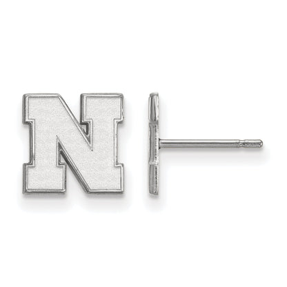 Sterling Silver Rhodium Plated Logoart University Of Nebraska Letter N Extra Small Post Earrings