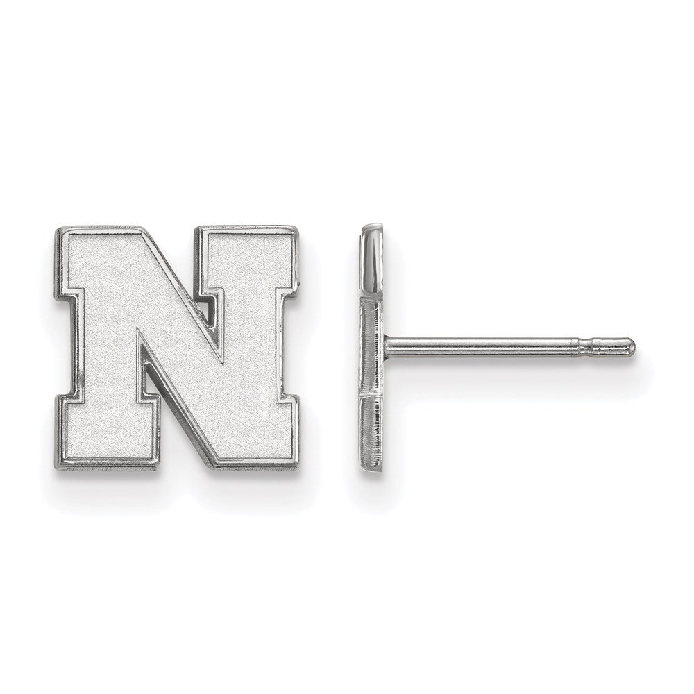 14K White Gold Logoart University Of Nebraska Letter N Extra Small Post Earrings