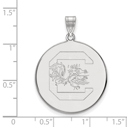 Sterling Silver Rhodium Plated Logoart University Of South Carolina Extra Large Disc Pendant