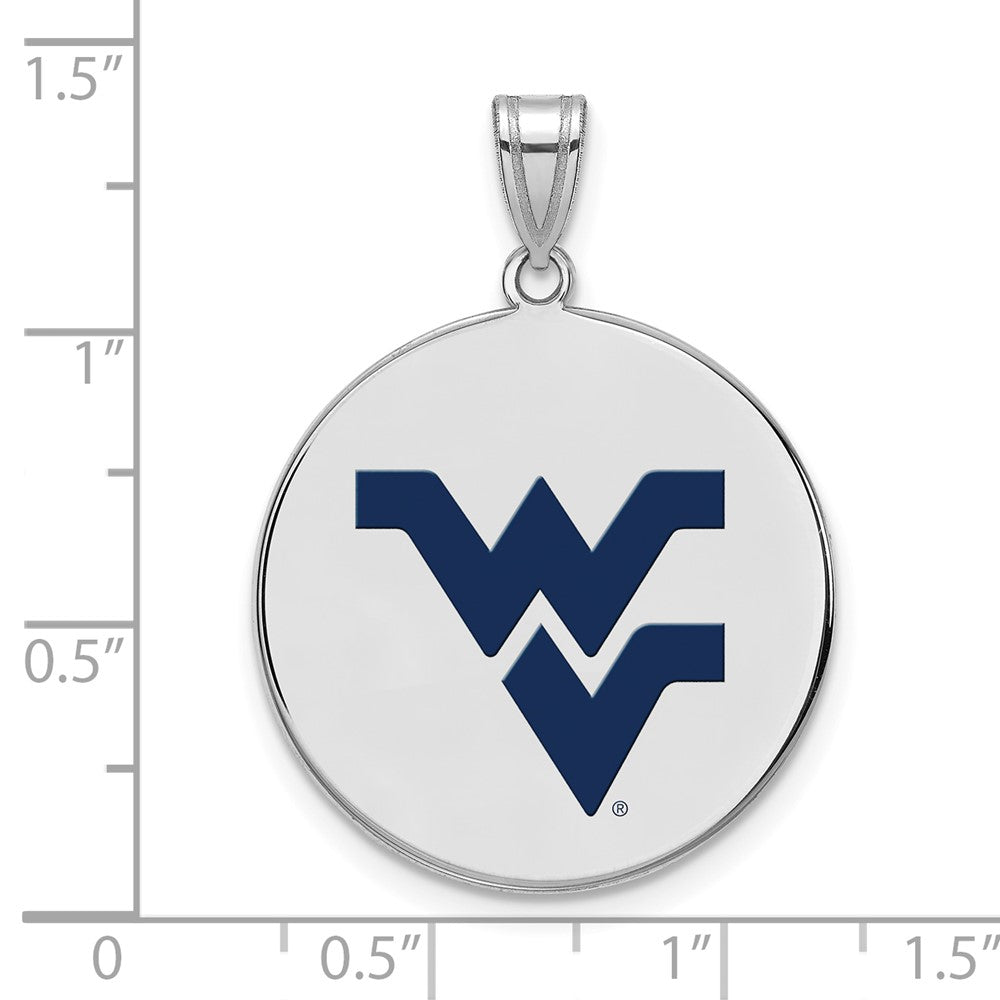 Sterling Silver Rhodium Plated Logoart West Virginia University W V Large Enameled Disc Pendant