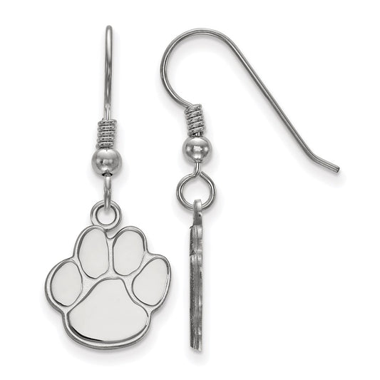 Sterling Silver Rhodium Plated Logoart Auburn University Tiger Paw Small Dangle Wire Earrings