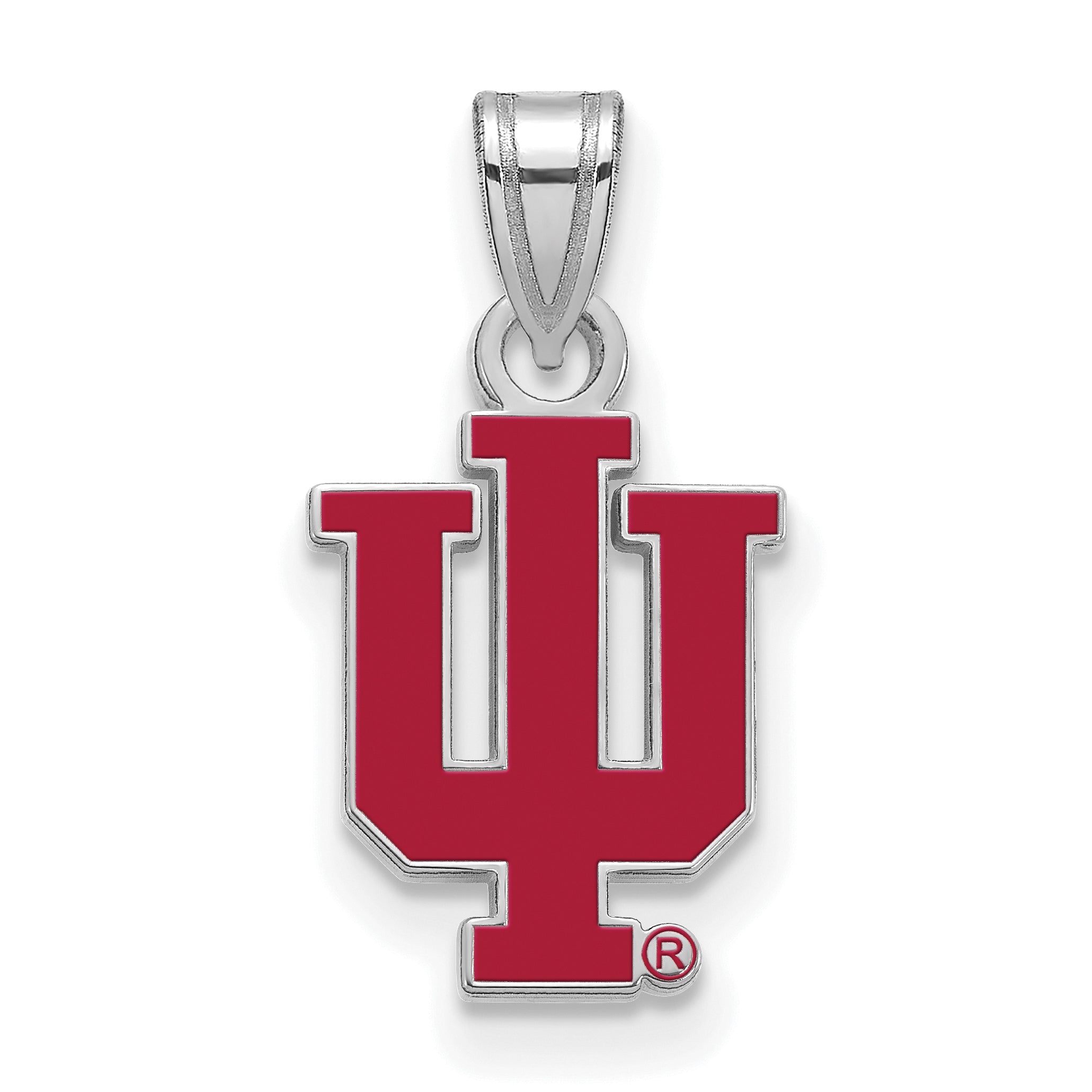 Sterling Silver Rhodium Plated Logoart Indiana University I U Small Enameled Pendant