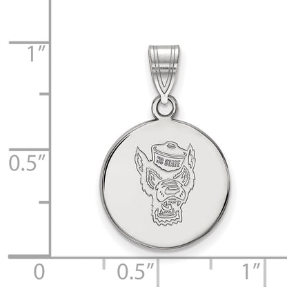 10K White Gold Logoart North Carolina State University Wolf Medium Disc Pendant
