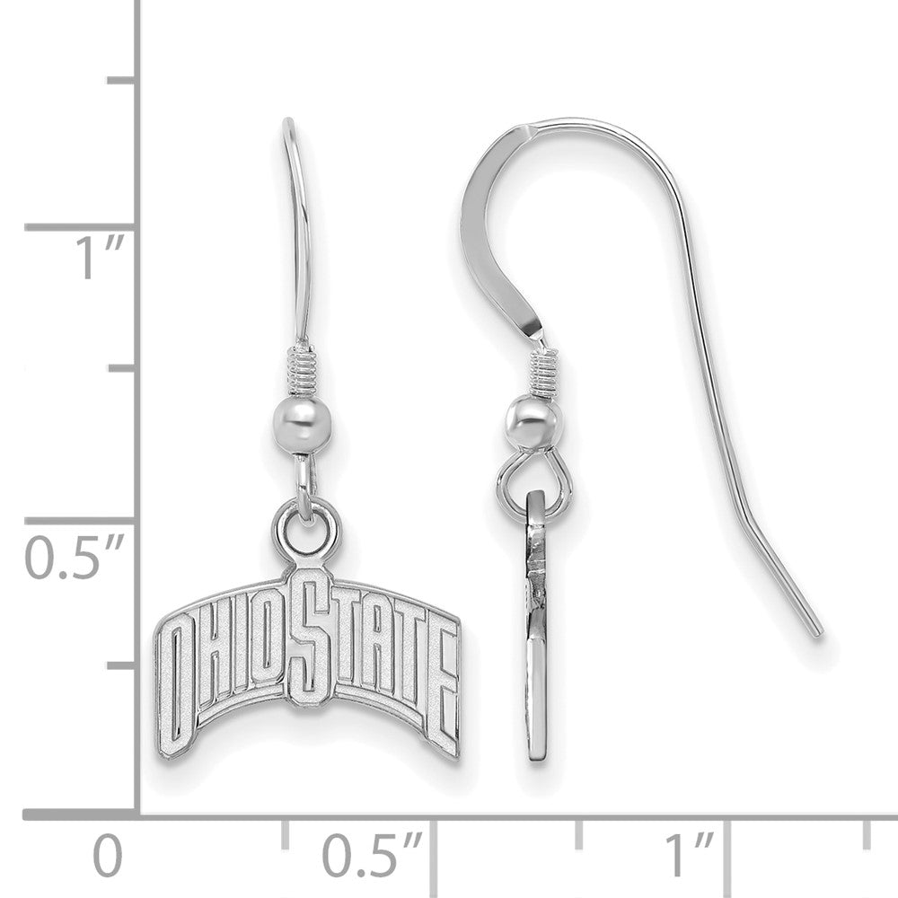 Sterling Silver Rhodium Plated Logoart The Ohio State University Small Dangle Wire Earrings