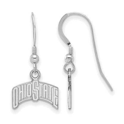 Sterling Silver Rhodium Plated Logoart The Ohio State University Small Dangle Wire Earrings