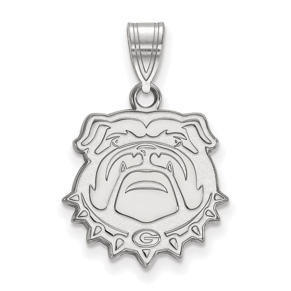 Sterling Silver Rhodium Plated Logoart University Of Georgia Bulldog Medium Pendant