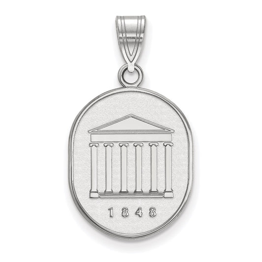 Sterling Silver Rhodium Plated Logoart University Of Mississippi 1848 Large Crest Pendant
