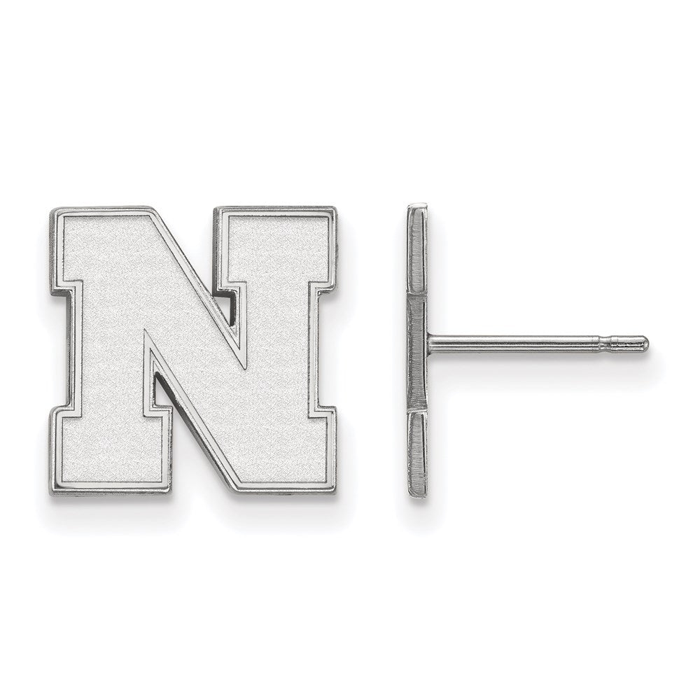 Sterling Silver Rhodium Plated Logoart University Of Nebraska Letter N Small Post Earrings