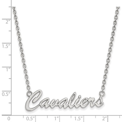 Sterling Silver Rhodium Plated Logoart University Of Virginia Cavaliers Script Medium Pendant 18 Inch Necklace