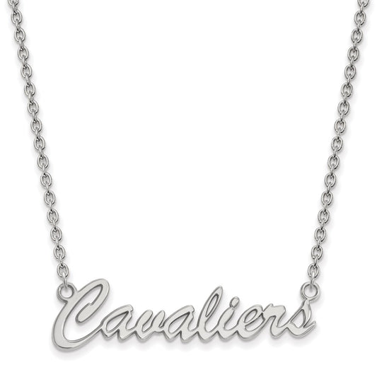 Sterling Silver Rhodium Plated Logoart University Of Virginia Cavaliers Script Medium Pendant 18 Inch Necklace
