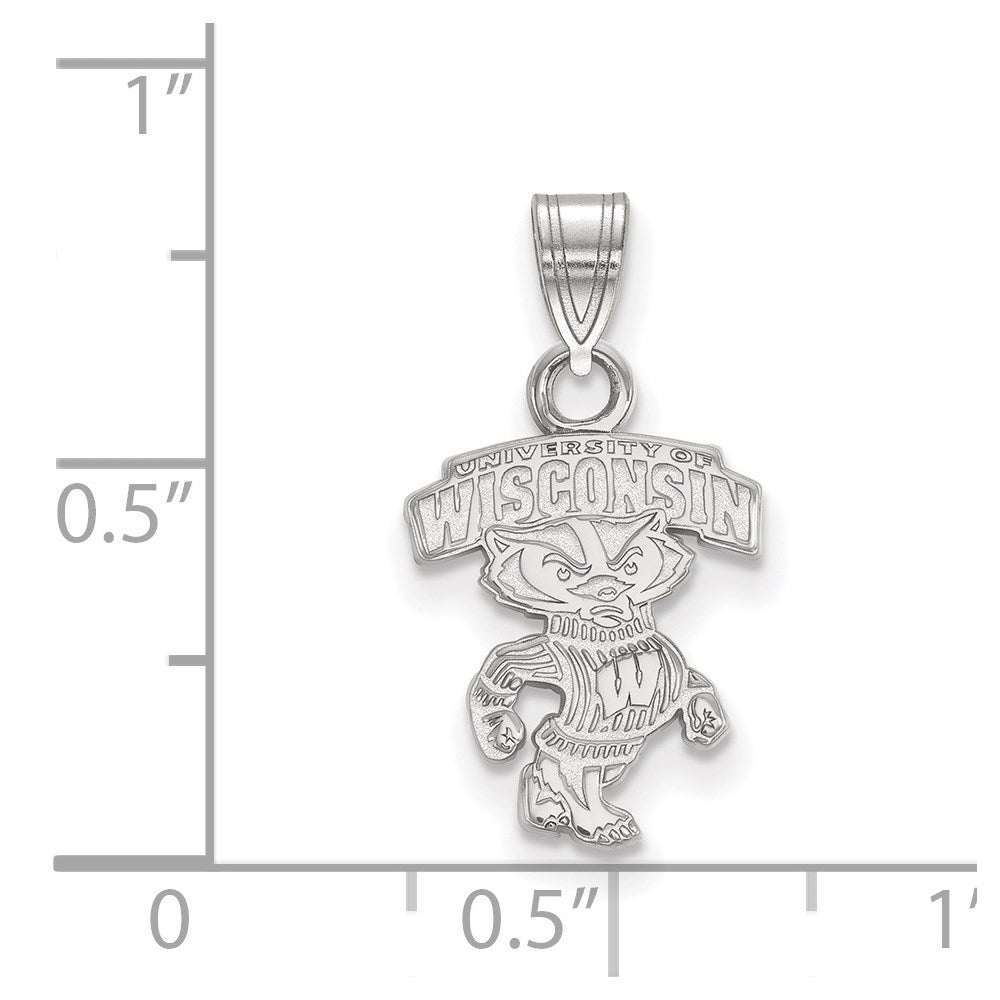 14K White Gold Logoart University Of Wisconsin Small Pendant