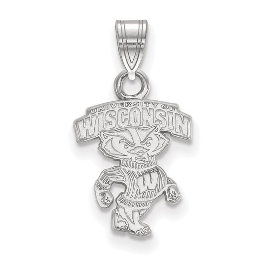 14K White Gold Logoart University Of Wisconsin Small Pendant