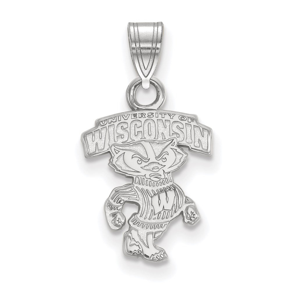 Sterling Silver Rhodium Plated Logoart University Of Wisconsin Small Pendant