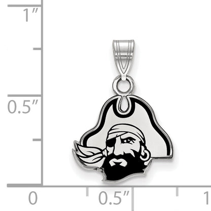 Sterling Silver Rhodium Plated Logoart East Carolina University Pirate Small Enameled Pendant