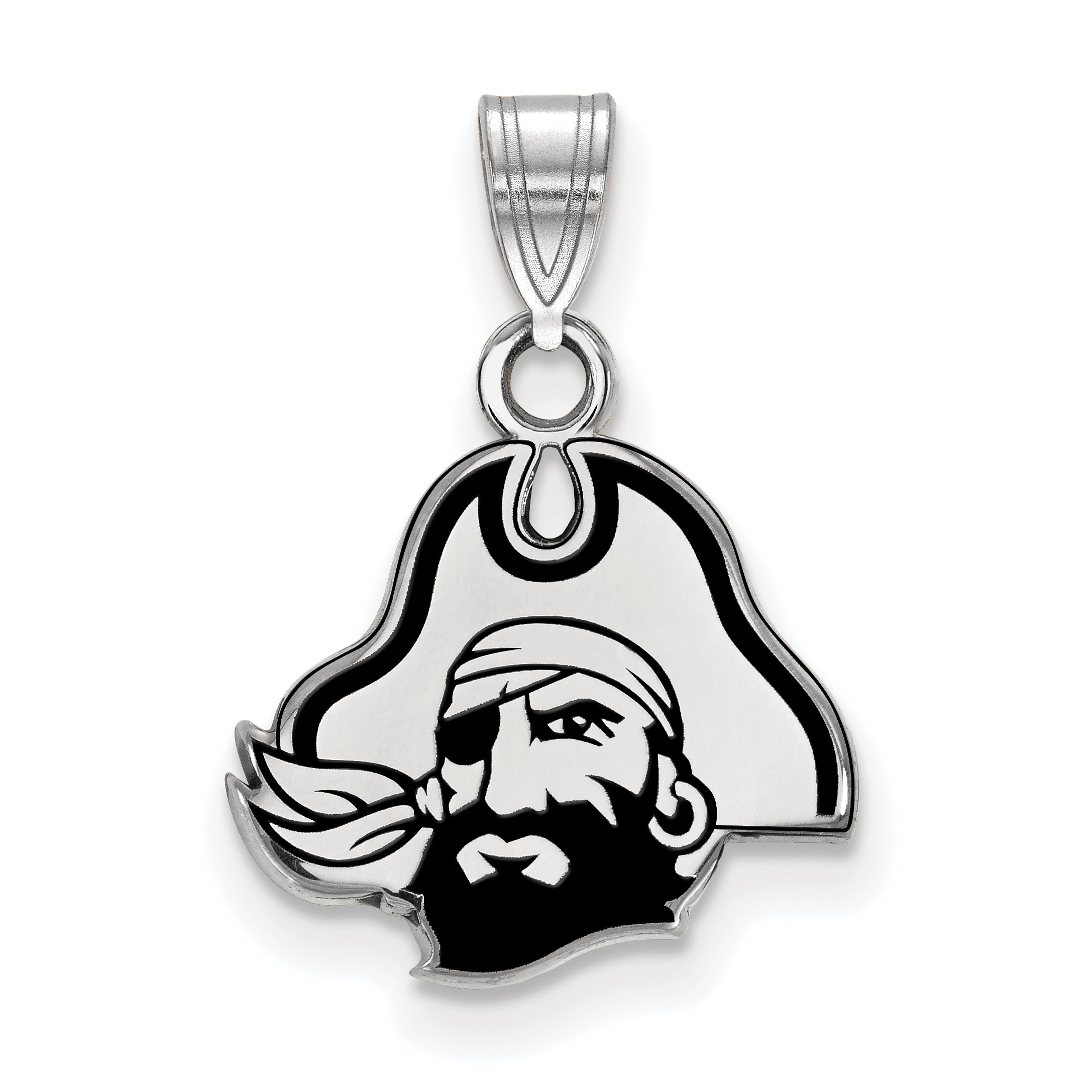 Sterling Silver Rhodium Plated Logoart East Carolina University Pirate Small Enameled Pendant