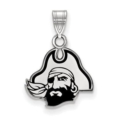 Sterling Silver Rhodium Plated Logoart East Carolina University Pirate Small Enameled Pendant