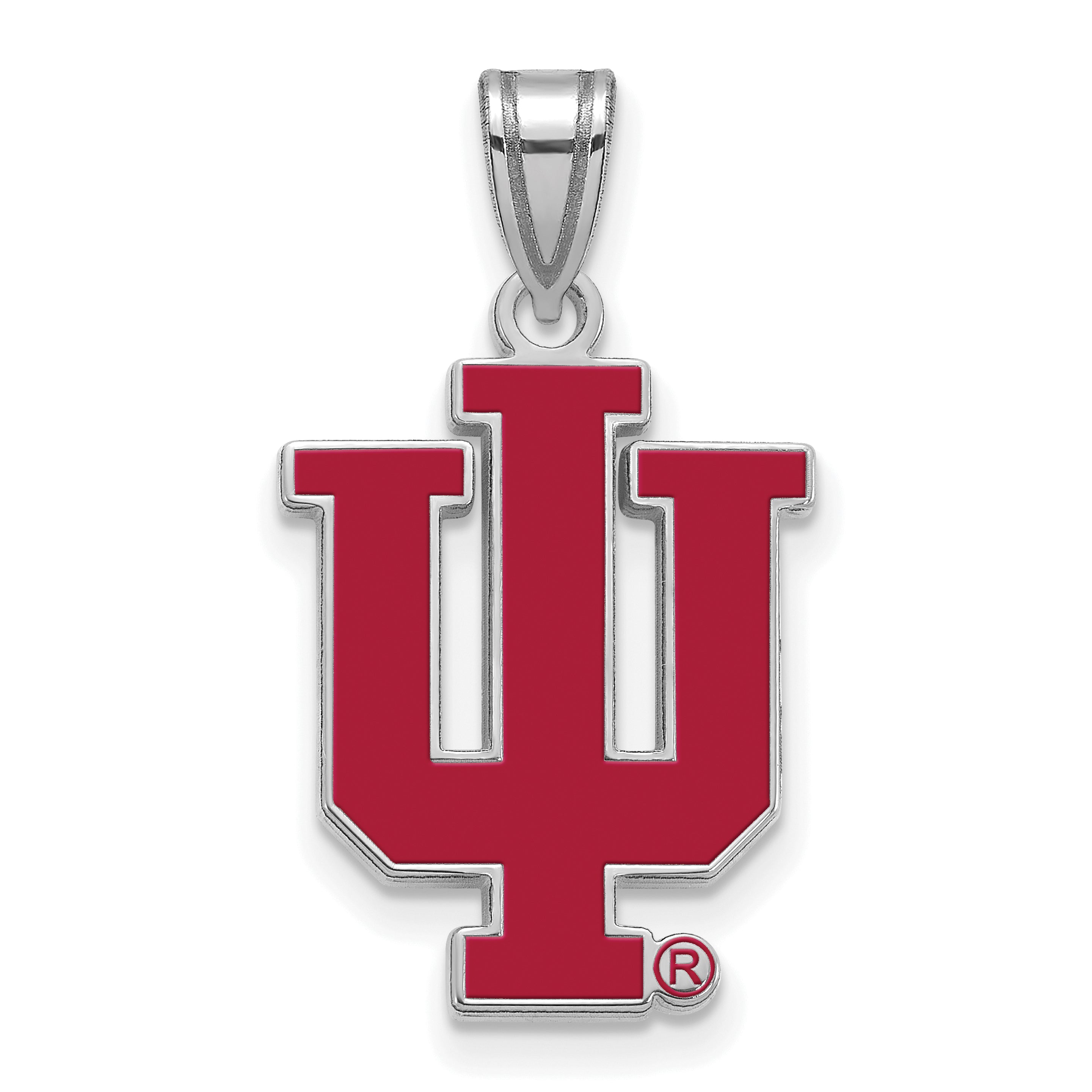 Sterling Silver Rhodium Plated Logoart Indiana University I U Large Enameled Pendant