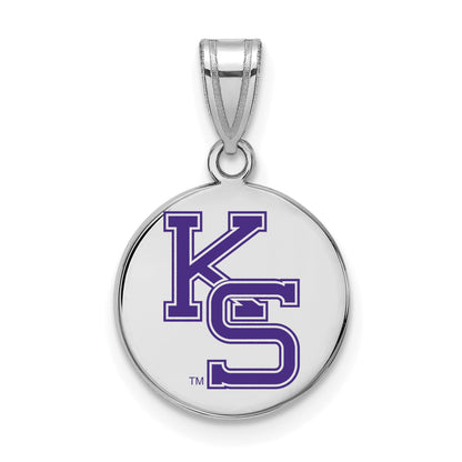 Sterling Silver Rhodium Plated Logoart Kansas State University K S Medium Enameled Disc Pendant