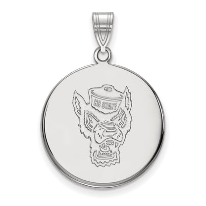10K White Gold Logoart North Carolina State University Wolf Large Disc Pendant