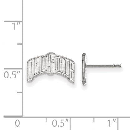 Sterling Silver Rhodium Plated Logoart The Ohio State University Small Post Earrings