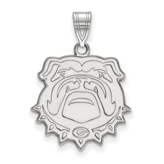 14K White Gold Logoart University Of Georgia Bulldog Large Pendant