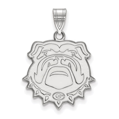 Sterling Silver Rhodium Plated Logoart University Of Georgia Bulldog Large Pendant