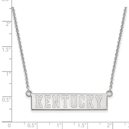 Sterling Silver Rhodium Plated Logoart University Of Kentucky Small Bar Pendant 18 Inch Necklace