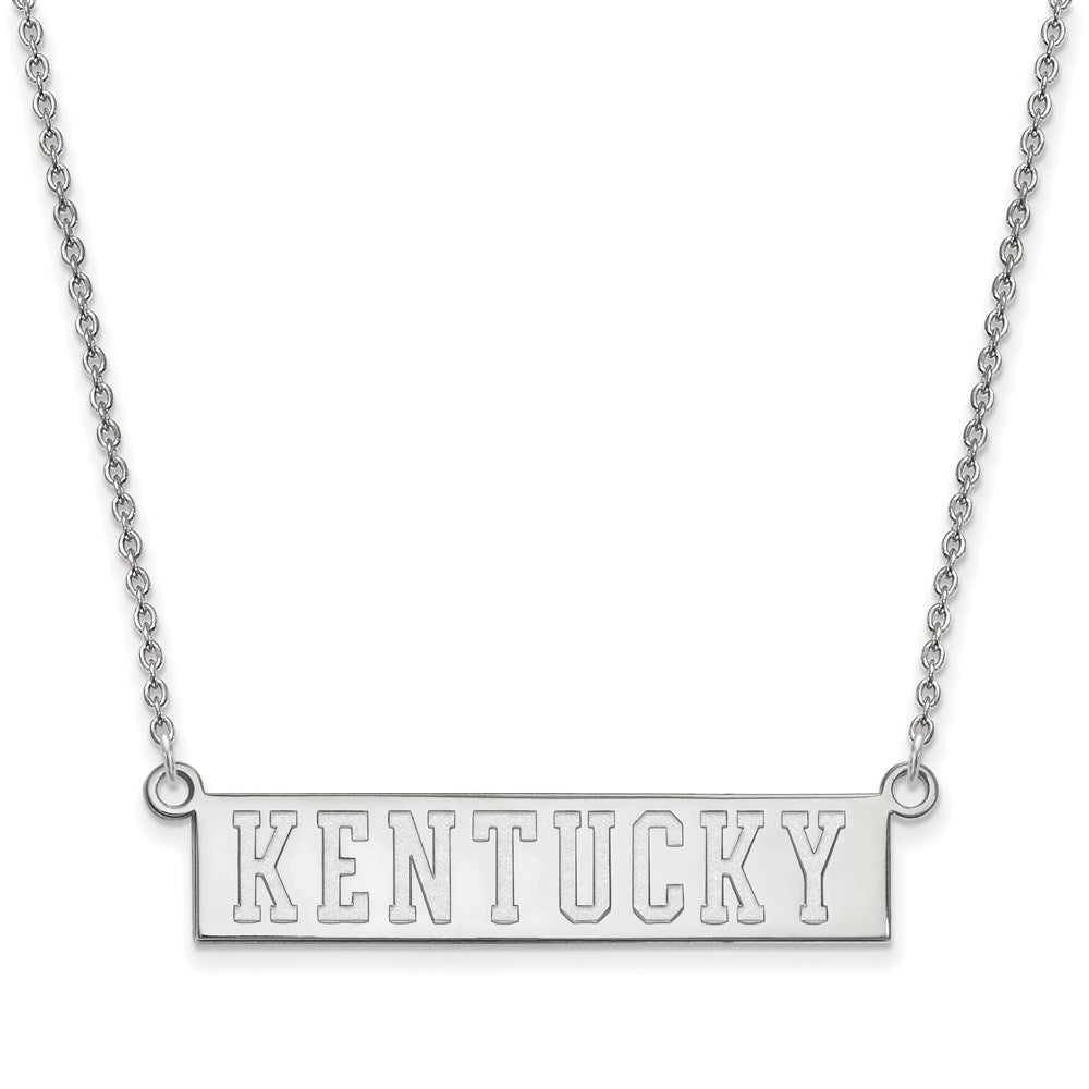 10K White Gold Logoart University Of Kentucky Small Bar Pendant 18 Inch Necklace