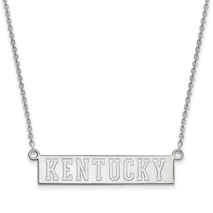10K White Gold Logoart University Of Kentucky Small Bar Pendant 18 Inch Necklace