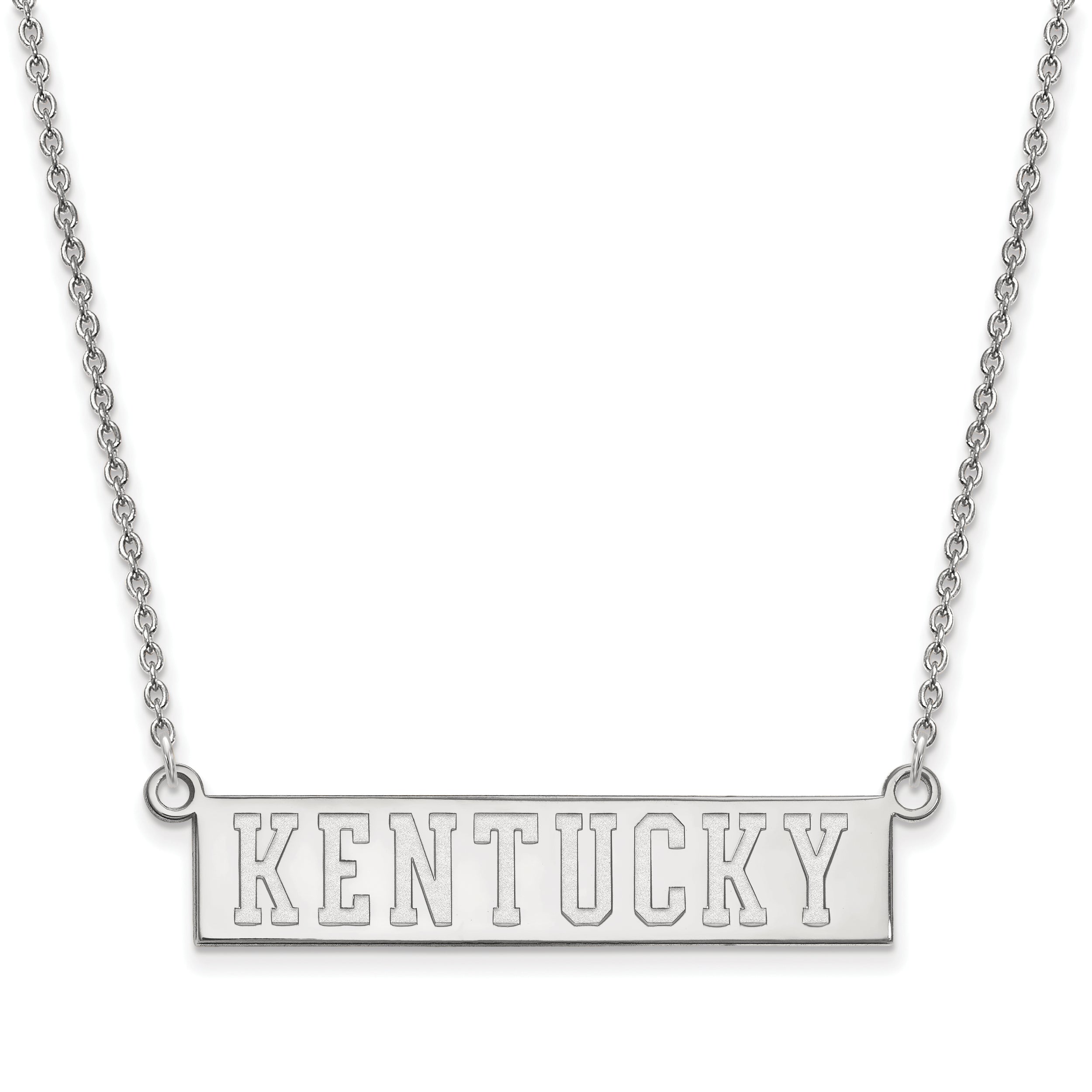 Sterling Silver Rhodium Plated Logoart University Of Kentucky Small Bar Pendant 18 Inch Necklace