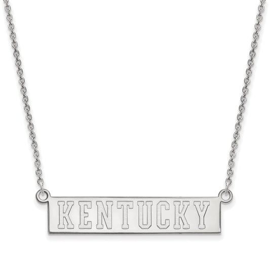 Sterling Silver Rhodium Plated Logoart University Of Kentucky Small Bar Pendant 18 Inch Necklace