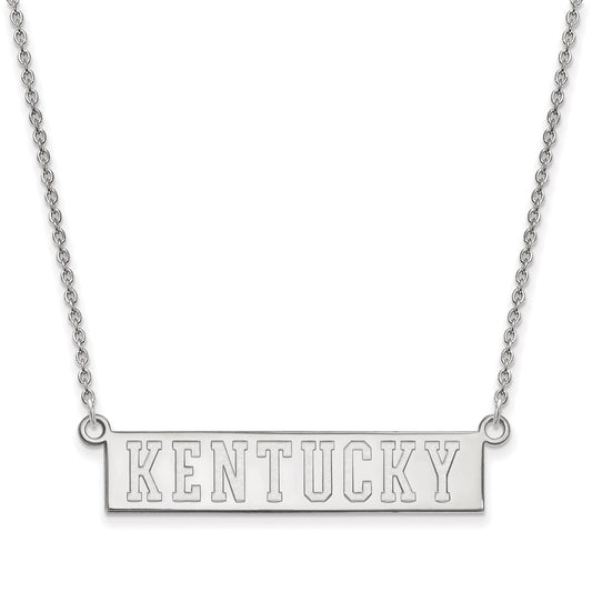14K White Gold Logoart University Of Kentucky Small Bar Pendant 18 Inch Necklace