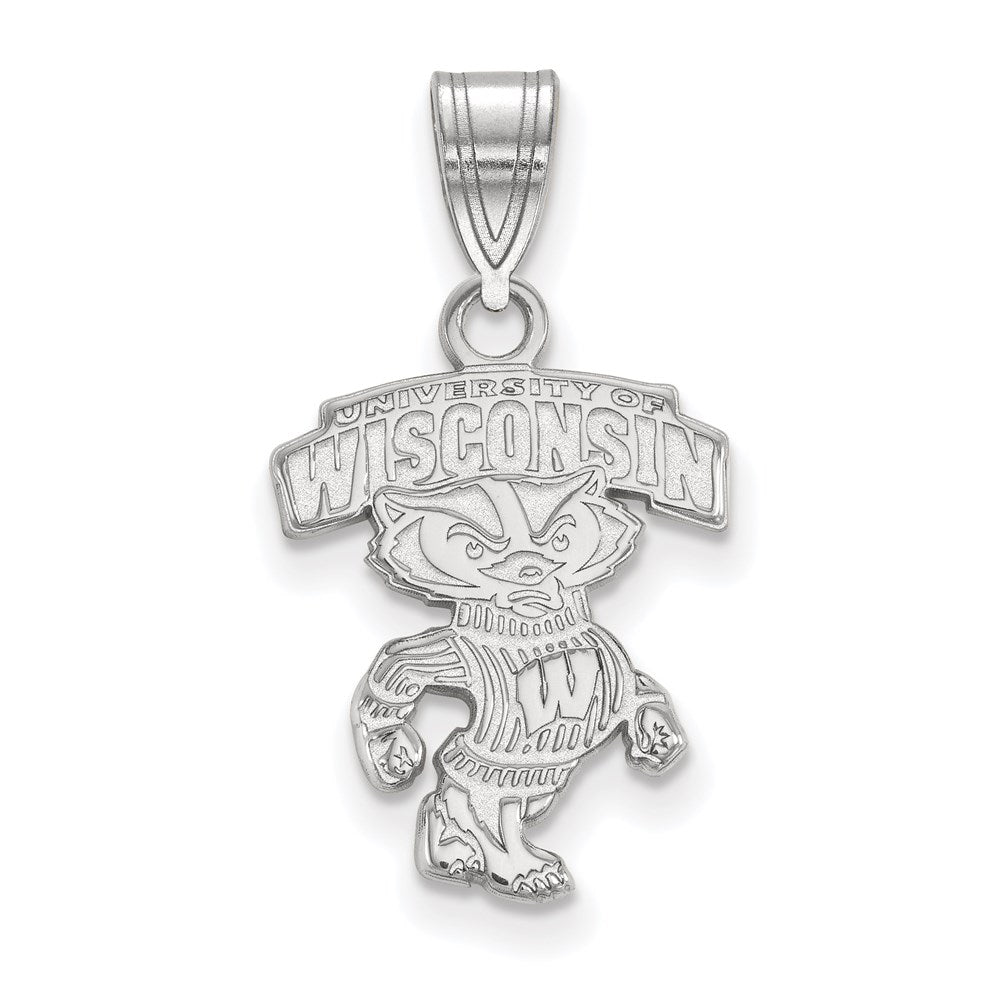14K White Gold Logoart University Of Wisconsin Medium Pendant