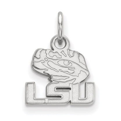10K White Gold Logoart Louisiana State University L S U Tiger Eye Extra Small Pendant