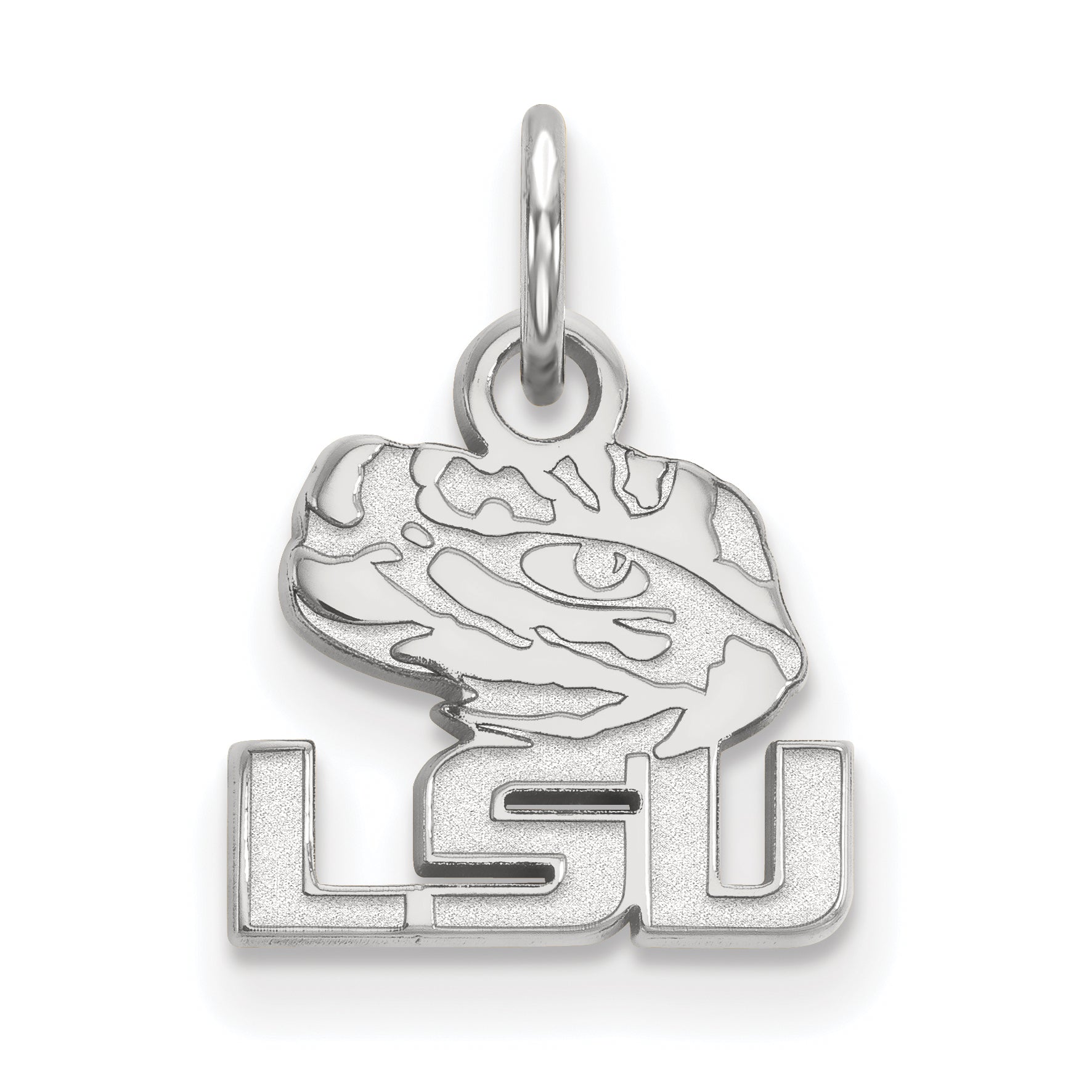 Sterling Silver Rhodium Plated Logoart Louisiana State University L S U Tiger Eye Extra Small Pendant