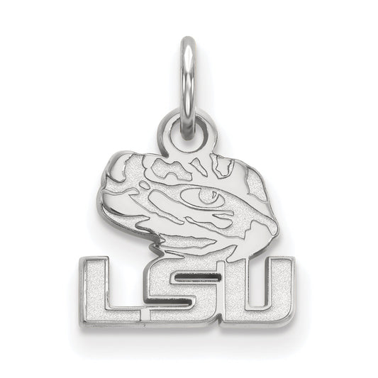 Sterling Silver Rhodium Plated Logoart Louisiana State University L S U Tiger Eye Extra Small Pendant