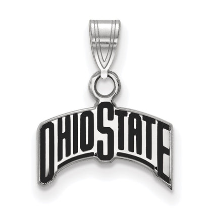 Sterling Silver Rhodium Plated Logoart The Ohio State University Small Enameled Pendant