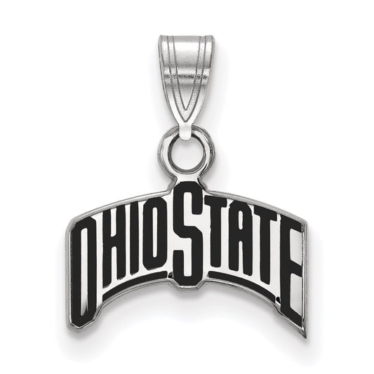 Sterling Silver Rhodium Plated Logoart The Ohio State University Small Enameled Pendant