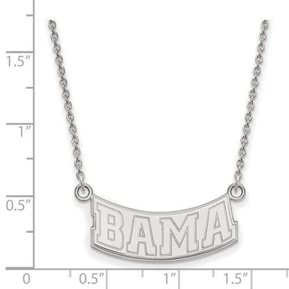 Sterling Silver Rhodium Plated Logoart University Of Alabama Small Pendant 18 Inch Necklace