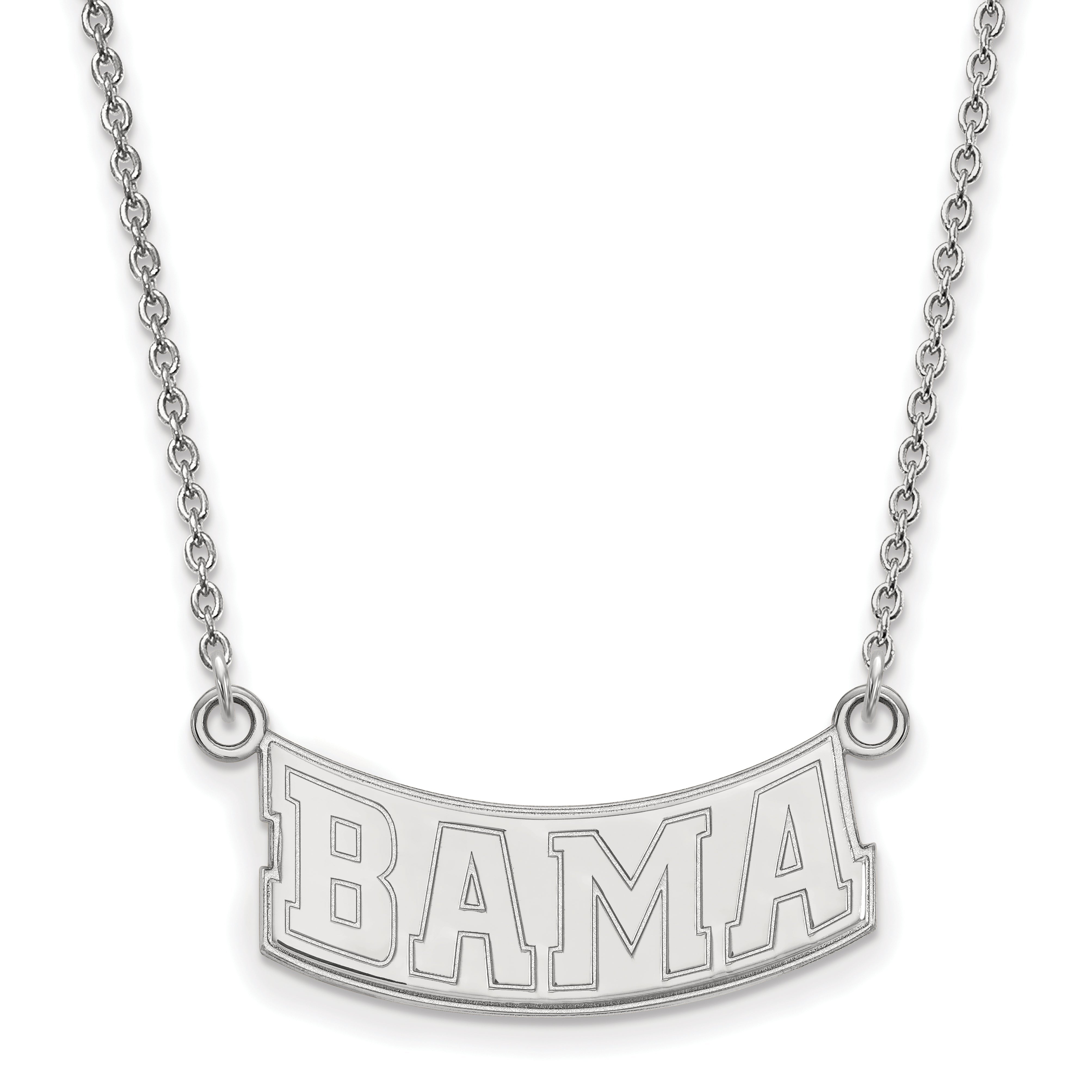 Sterling Silver Rhodium Plated Logoart University Of Alabama Small Pendant 18 Inch Necklace