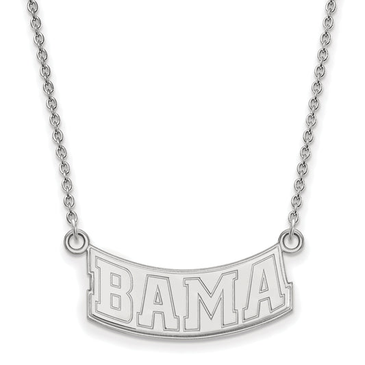 Sterling Silver Rhodium Plated Logoart University Of Alabama Small Pendant 18 Inch Necklace