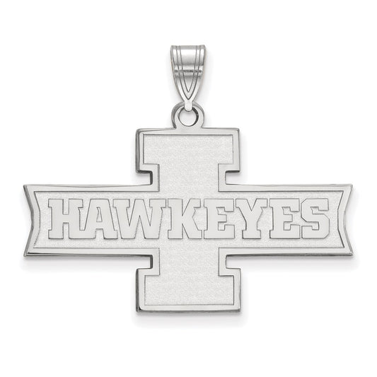 Sterling Silver Rhodium Plated Logoart University Of Iowa Hawkeyes Medium Pendant
