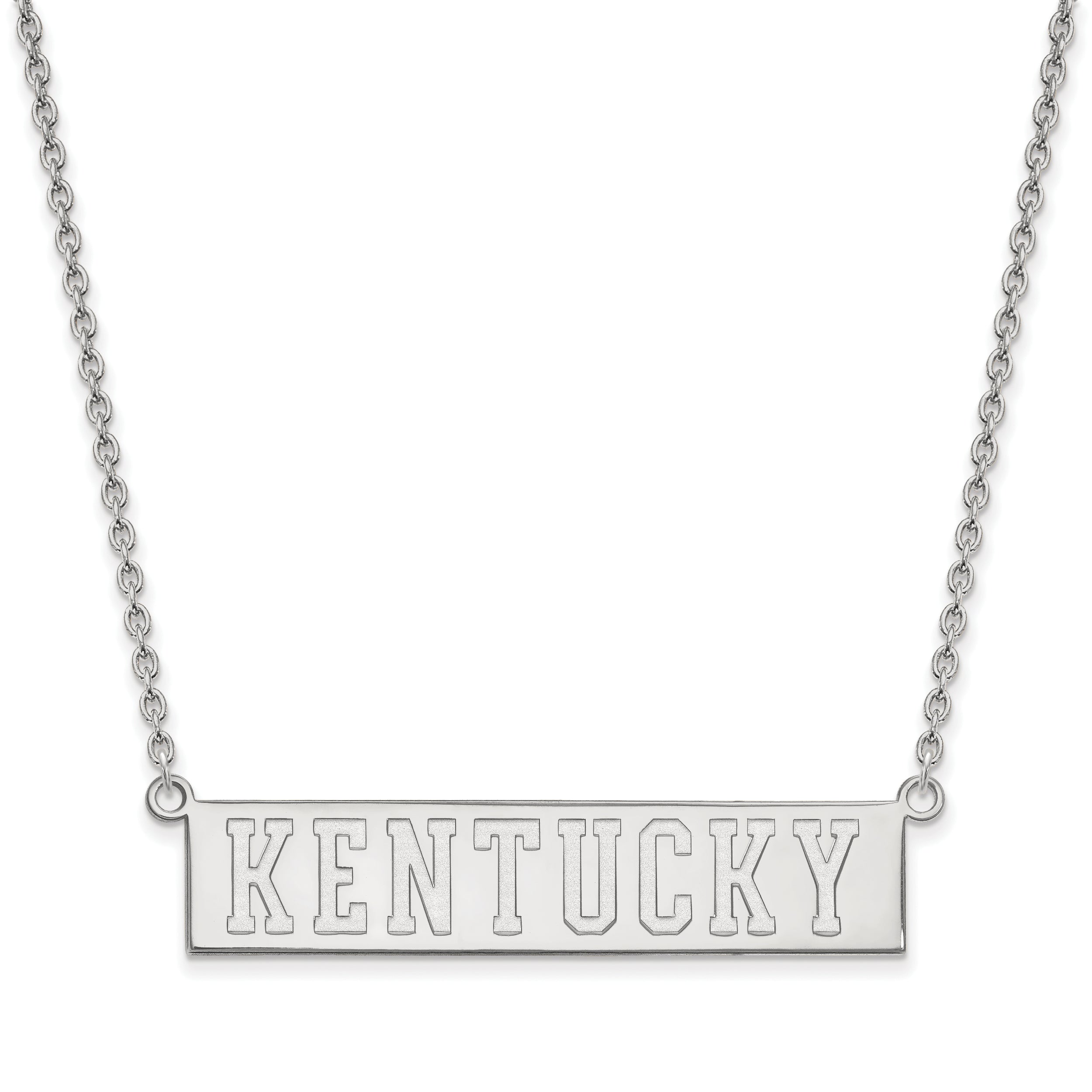 Sterling Silver Rhodium Plated Logoart University Of Kentucky Large Bar Pendant 18 Inch Necklace