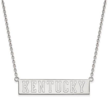 Sterling Silver Rhodium Plated Logoart University Of Kentucky Large Bar Pendant 18 Inch Necklace