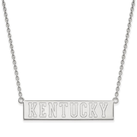 Sterling Silver Rhodium Plated Logoart University Of Kentucky Large Bar Pendant 18 Inch Necklace