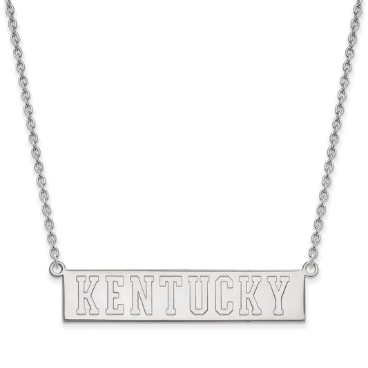 14K White Gold Logoart University Of Kentucky Large Bar Pendant 18 Inch Necklace