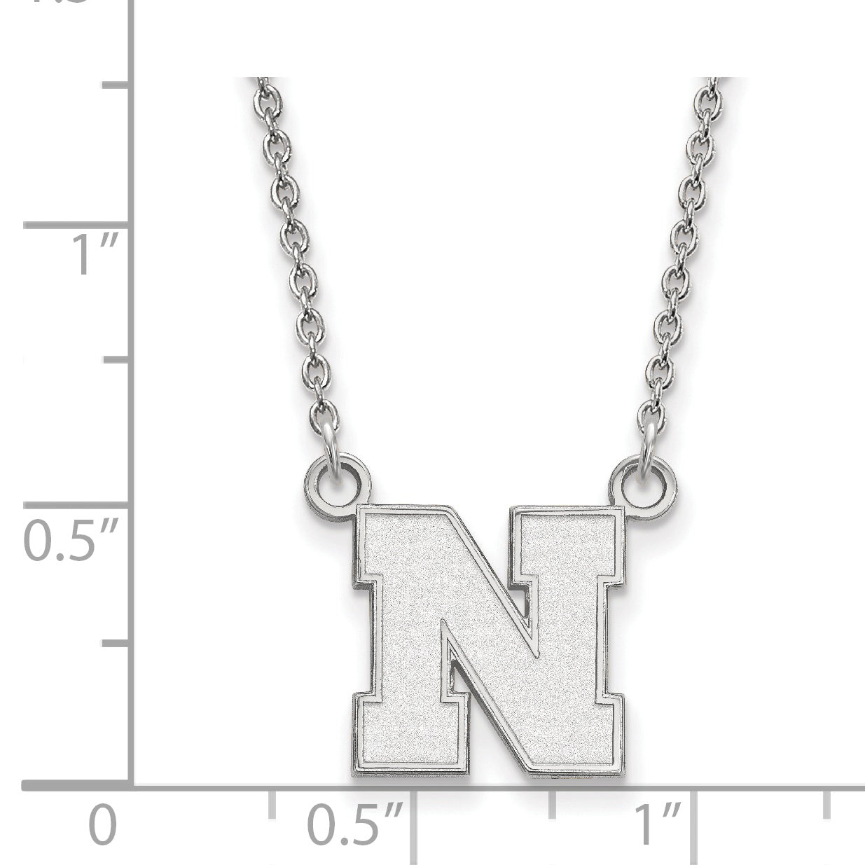 Sterling Silver Rhodium Plated Logoart University Of Nebraska Letter N Small Pendant 18 Inch Necklace