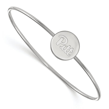 Sterling Silver Rh Plated Logoart University Of Pittsburgh Wire Bangle