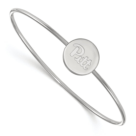 Sterling Silver Rh Plated Logoart University Of Pittsburgh Wire Bangle