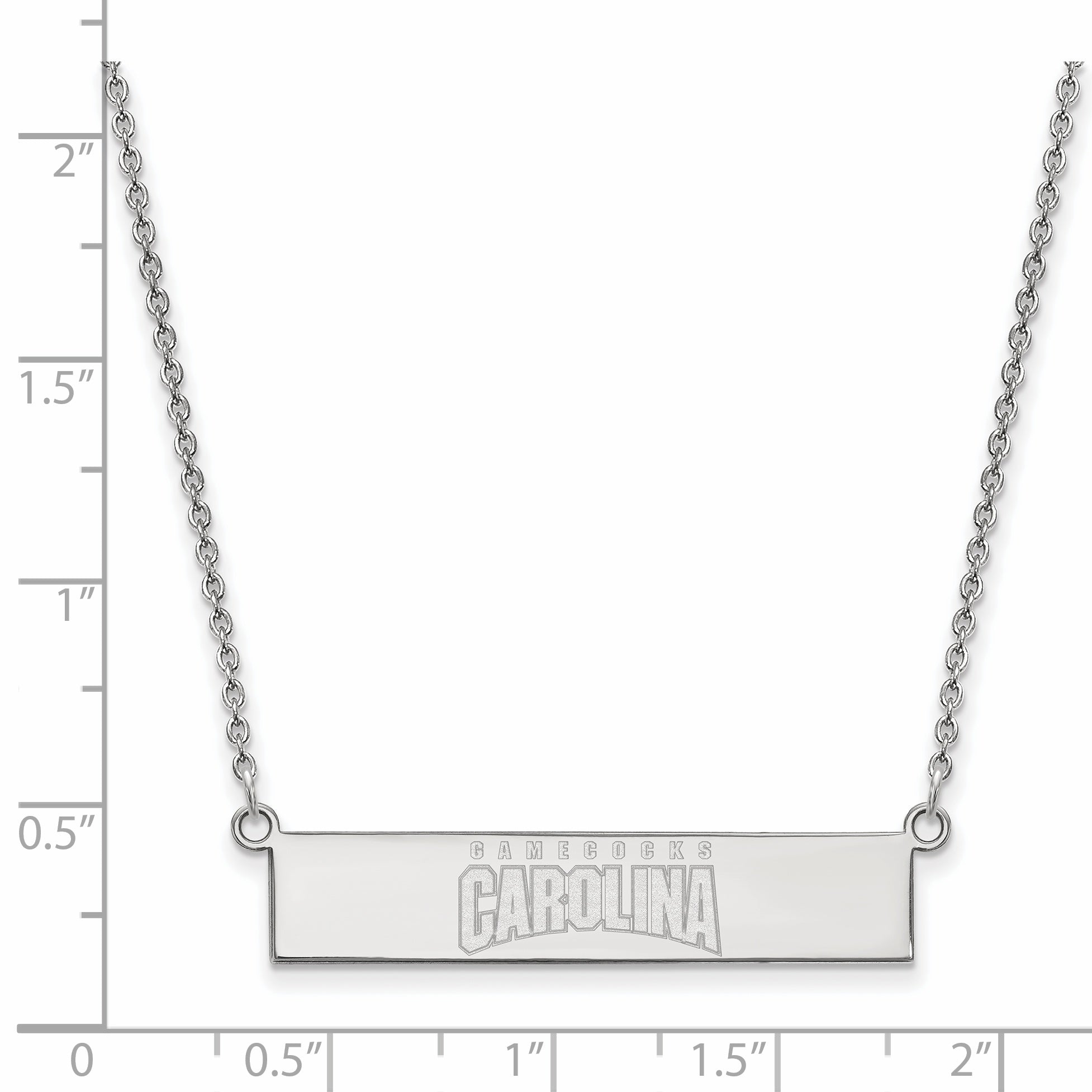 Sterling Silver Rhodium Plated Logoart University Of South Carolina Small Bar 18 Inch Necklace